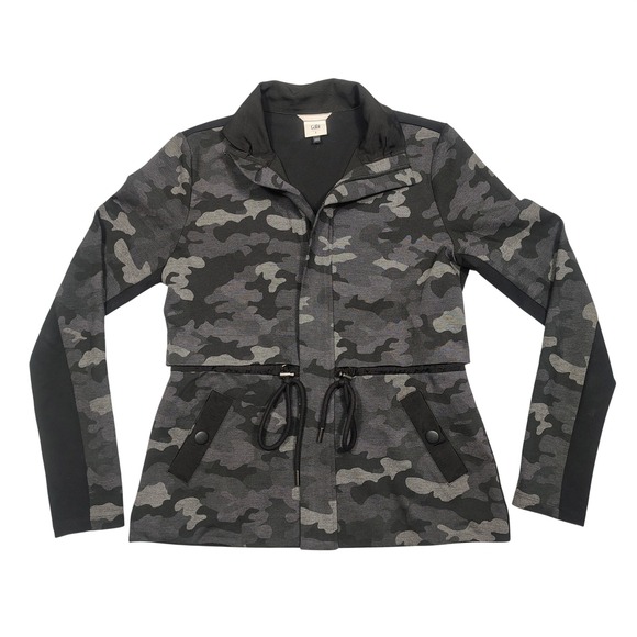 CAbi Jackets & Blazers - Cabi Jacket Womens S Rayon Camouflage Drawstring Waist Black Grey 3911 Utility